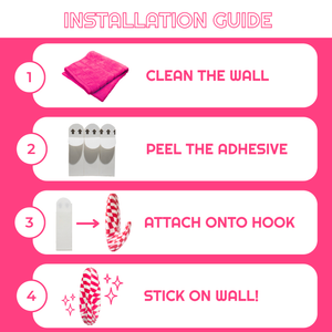 WallCandy Pink Checker Stick-On Wall Hooks with 3M Command Strips | 3 Pack