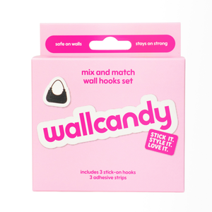 WallCandy Pink Checker Stick-On Wall Hooks with 3M Command Strips | 3 Pack