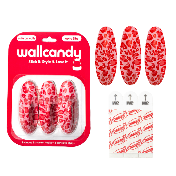 WallCandy 2-Pack Cow Print & Cheetah Print Stick-On Wall Hooks with 3M Command Strips