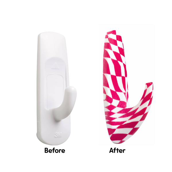 WallCandy Pink Checker Stick-On Wall Hooks with 3M Command Strips | 3 Pack