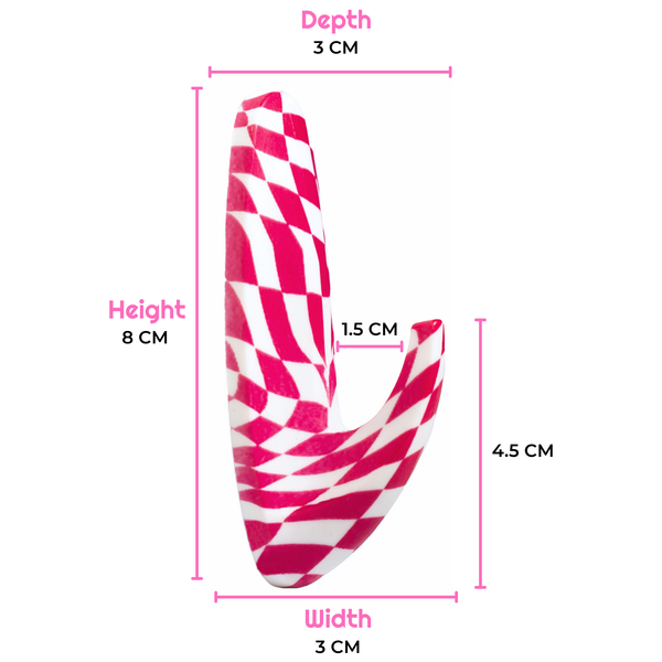 WallCandy Pink Checker Stick-On Wall Hooks with 3M Command Strips | 3 Pack