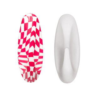 WallCandy Pink Checker Stick-On Wall Hooks with 3M Command Strips | 3 Pack