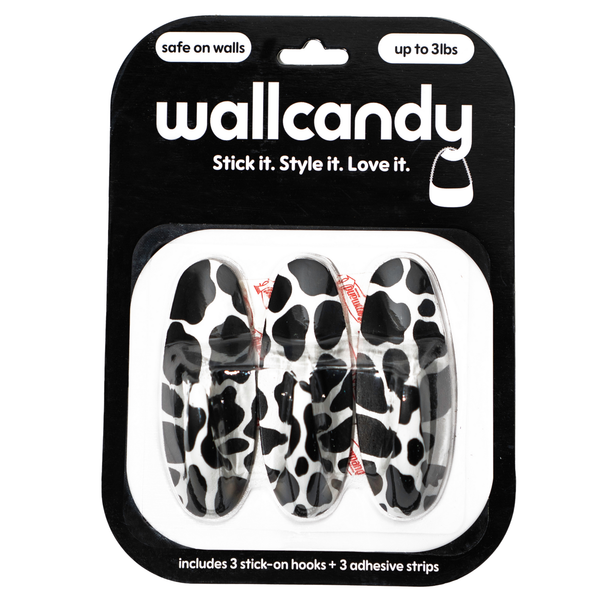 WallCandy 2-Pack Cow Print & Cheetah Print Stick-On Wall Hooks with 3M Command Strips