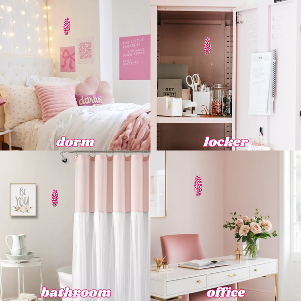 WallCandy Pink Checker Stick-On Wall Hooks with 3M Command Strips | 3 Pack