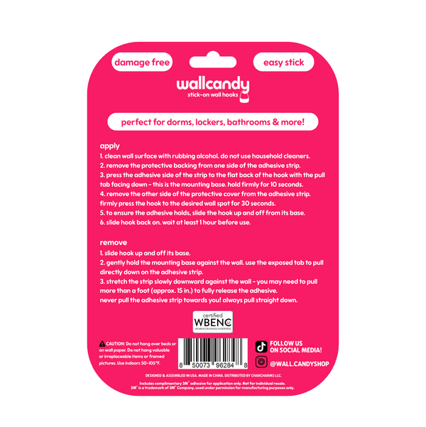 Walleandy wall hook packaging with instructions on a white background