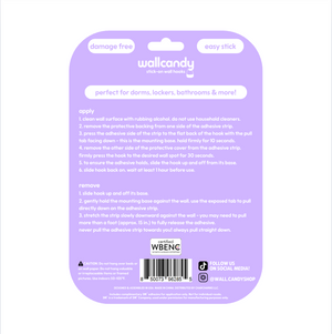 Purple label with text and a barcode on a white background