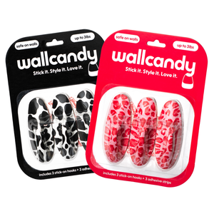 WallCandy 2-Pack Cow Print & Cheetah Print Stick-On Wall Hooks with 3M Command Strips